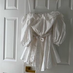 Tularosa White Ruffle Off-Shoulder Blouse